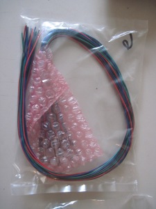 Its not easy to see but inside the pink bag are 6 RGB LEDs all wired up already.